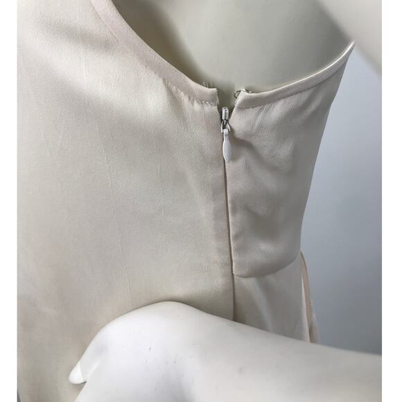 Morgan Carper Ivory Sleeveless Asymmetrical Side Ruffle Shift Dress Size 4 - Picture 9 of 13